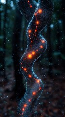 Wall Mural - glowing helix in dark forest