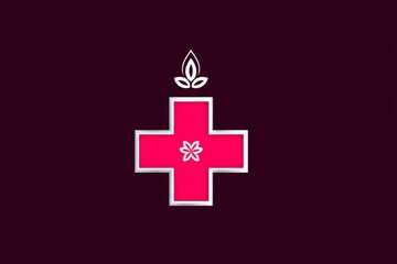 Aufkleber - Abstract minimalist cross with small fire element above in simple line design