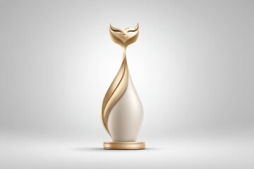 Poster - Minimalist flame icon shaped like a tongue with soft golden gradient on clean white background