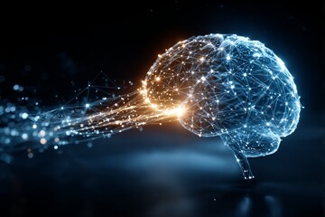 Fototapete - Abstract Digital Brain with Neural Network Connections, Representing Artificial Intelligence and Technology