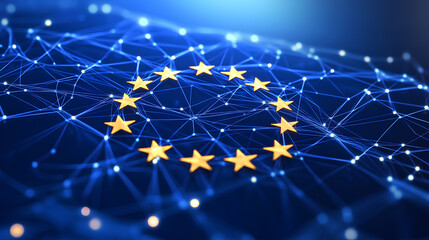 Wall Mural - european telecommunication network connected over europe, france, germany, uk, italy, concept about 