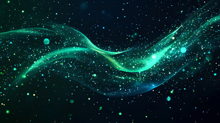 Poster - vector abstract light lines wavy flowing dynamic in blue green colors isolated on black background f