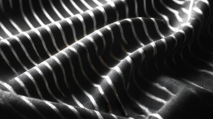 Poster - Abstract Striped Fabric: Draped Textile Texture with Light and Shadow Play, Capturing the Essence of Elegance and Sophistication