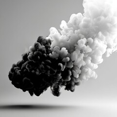 Aufkleber - Black and White Ink Cloud: Abstract Duo of Darkness and Light Fluid, Captivating the Essence of Contrast and Balance