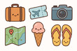 © Nataliia - Cute travel and vacation icons set Vector