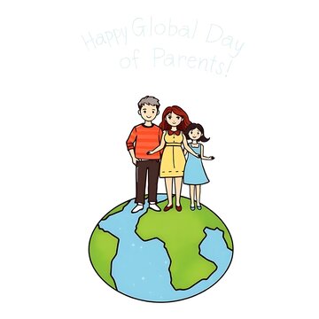 Parents Day poster with hanging gender signs, mustache and woman's lips. Hand lettering. Vector illustration.