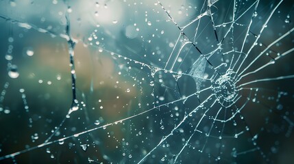 Cracked Window with Spider Web