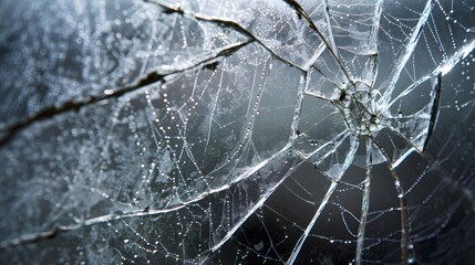 Cracked Window with Spider Web