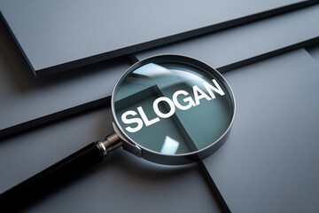 Poster - Magnifying glass on gray surface, word 