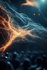 Poster - Glowing Networks Emerging Orange Light Blue Stream Artificial Brain Connections Machine Learning Abstract Intelligence