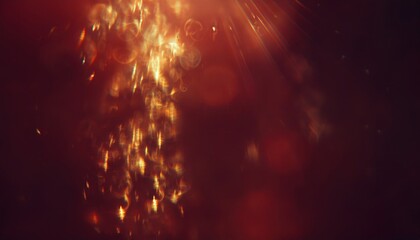 Poster - golden fizz trail in dark liquid with glowing bokeh highlights ideal for beverage branding, web header, or print background

