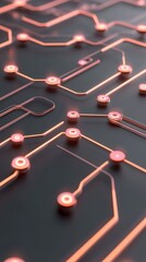 Poster - Glowing network structure over dark surface. Light paths connect bright nodes. Neural networks illustration.