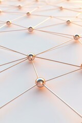 Poster - network abstract spheres connected by lines. neural nets idea. connection system linking shiny gold 