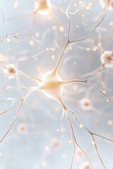 Poster - Network Connections Showing Neural Pathways with Glowing Dots on Light Background Representing Neural Networks