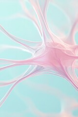 Poster - Abstract pink web structure with flowing curves on light blue. Network concept for neural networks, science or technology background.