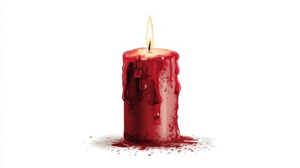 Poster - A red, dripped candle stands with a gentle flame, creating a warm, inviting atmosphere.