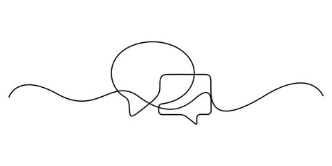 Poster - Speech Bubble continuous one line icon, Single line drawing of speech bubble icon. Talk text box, feedback message box and comment vector, Speech Bubbles continuous line icon. Vector illustration