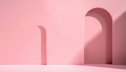 Poster - Creative architectural design elements in a minimalist pink space abstract interior modern aesthetics artistic perspective