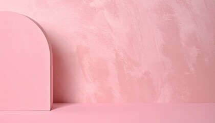 Poster - Minimalist pink arch shape design studio setting digital artwork soft lighting contemporary aesthetic