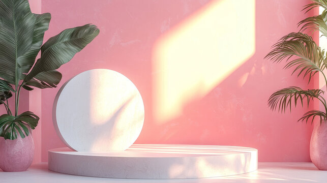 Minimal background. podium and white background for product presentation. 3d rendering illustration