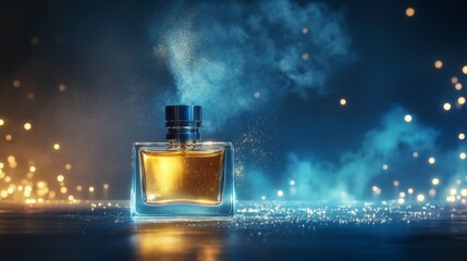 Poster - A captivating scene of perfume mist gracefully diffusing in the air, with shimmering droplets catching the light, embodying the allure of fragrance