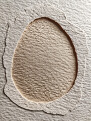 Poster - Pressed Egg Outline on Soft Textured Recycled Paper Creates an Artistic and Eco-Friendly Design Generative AI