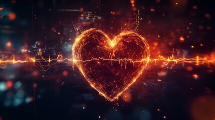 Aufkleber - A vibrant heart wave chart displayed on a digital interface, with pulsing animations that capture the attention and represent heart health