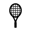 © Alex - Tennis racket icon in solid black silhouette style