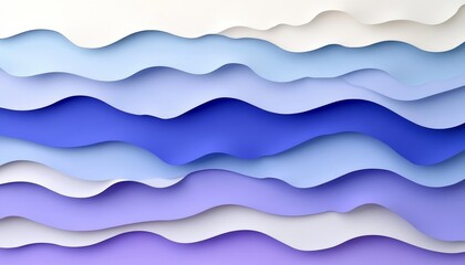 Wall Mural - abstract background, fluid paper in blue tones forming dynamic waves on gradient, modern design