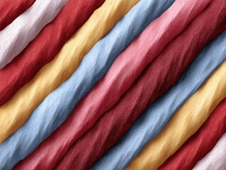 Poster - This image showcases a vibrant array of textured waves in glittery fabric featuring intricate patterns in shades of blue, red, gold, and silver. The surfaces shimmer elegantly.