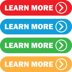 Poster - Learn more web button icon set in 4 colors isolated on white background . Learn more buttons . Vector illustration