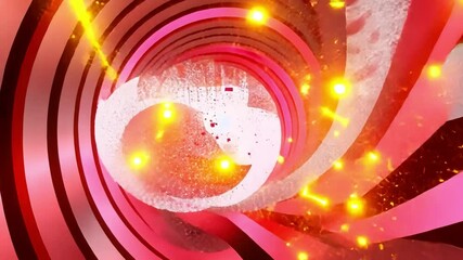 Poster - vibrant abstract spiral design dynamic movement of glowing pink and red particles creating energetic