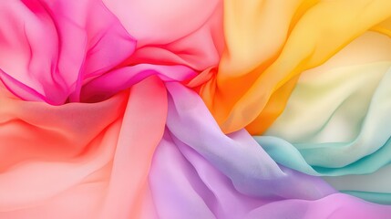Poster - Colorful draped fabric with soft folds and blended hues, great for elegant visual backgrounds