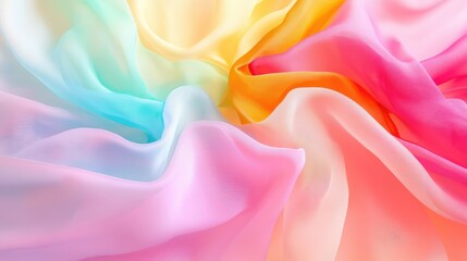 Poster - Colorful draped fabric with soft folds and blended hues, great for elegant visual backgrounds