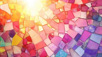 Poster - Glowing abstract mosaic tiles with vibrant hues for creative artwork and wallpaper