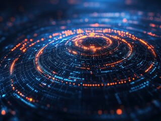 Fototapete - Dynamic circular pattern of light and color in technological design