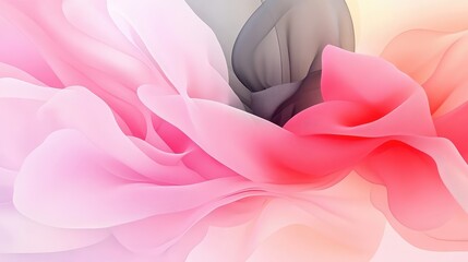 Poster - Minimalistic abstract background with soft pinks and grays merging into deep black gradients