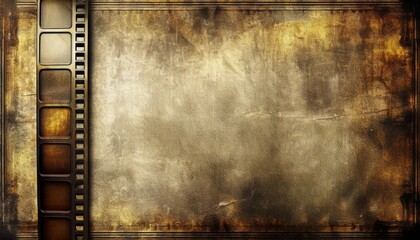 Leinwandbilder - vintage film strip background with grunge texture for cinematic poster, retro web design, scrapbook layout, or antique branding element

