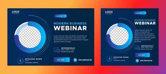 Fototapete - Live webinar online business conference web banner and social media cover template design