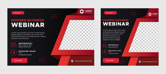 Fototapete - 
Annual Business Conference live webinar banner invitation and social media post template. Business webinar invitation design. Vector	
