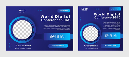 Poster - digital business webinar banner invitation template design. vector