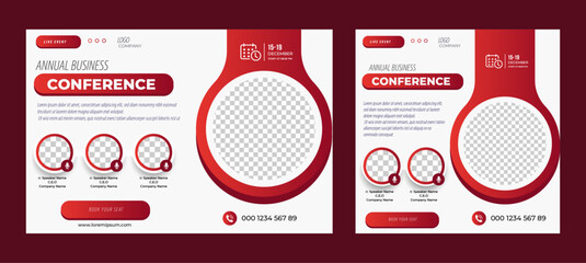 Fototapete - 
Annual Business Conference live webinar banner invitation and social media post template. Business webinar invitation design. Vector	