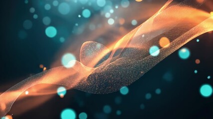 Poster - mesmerizing abstract background with flowing waves of orange and blue light, creating depth and move