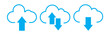 © MDParveg - Collection cloud with arrow line icon. Upload and download cloud arrow vector symbols. cloud icon set, on white background.  Clouds with arrows up and down isolated blue signs