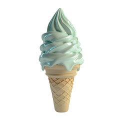 Aufkleber - Isolated mint ice cream cone with a refreshing flavor on a white space