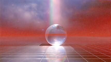 Aufkleber - a crystal ball reflects light and color in a stunning visual display. the retro style shines through