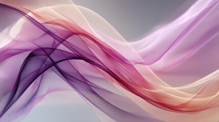 Wall Mural - abstract flowing shapes gentle waves in purple, pink, and red tones on a soft gradient background