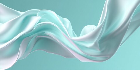 Wall Mural - flowing aqua elegance abstract background of delicate waves in monochromatic aquamarine tones