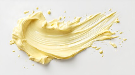 Poster - A creamy yellow substance is spread across a white background