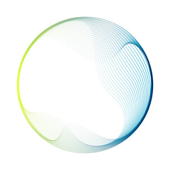 Poster - Abstract vector round shape of wavy lines flowing smooth curve colorful gradient green blue line on transparent background in concept of technology, science, music, modern.